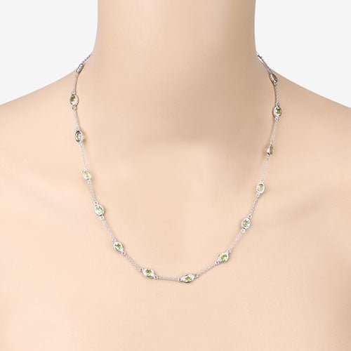 6.30 Carat Genuine Peridot .925 Sterling Silver Necklace - Necklaces - Custom Crafting Alliance, LLC