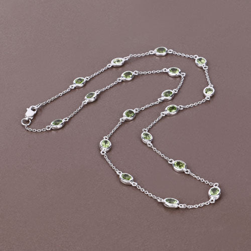 6.30 Carat Genuine Peridot .925 Sterling Silver Necklace - Necklaces - Custom Crafting Alliance, LLC