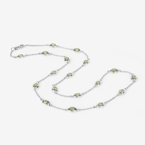 6.30 Carat Genuine Peridot .925 Sterling Silver Necklace - Necklaces - Custom Crafting Alliance, LLC