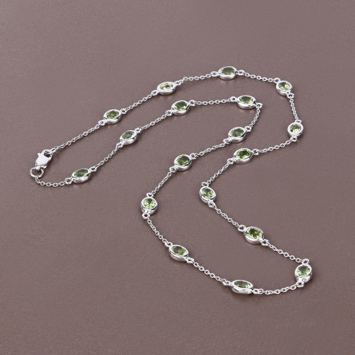 6.30 Carat Genuine Peridot .925 Sterling Silver Necklace - Necklaces - Custom Crafting Alliance, LLC