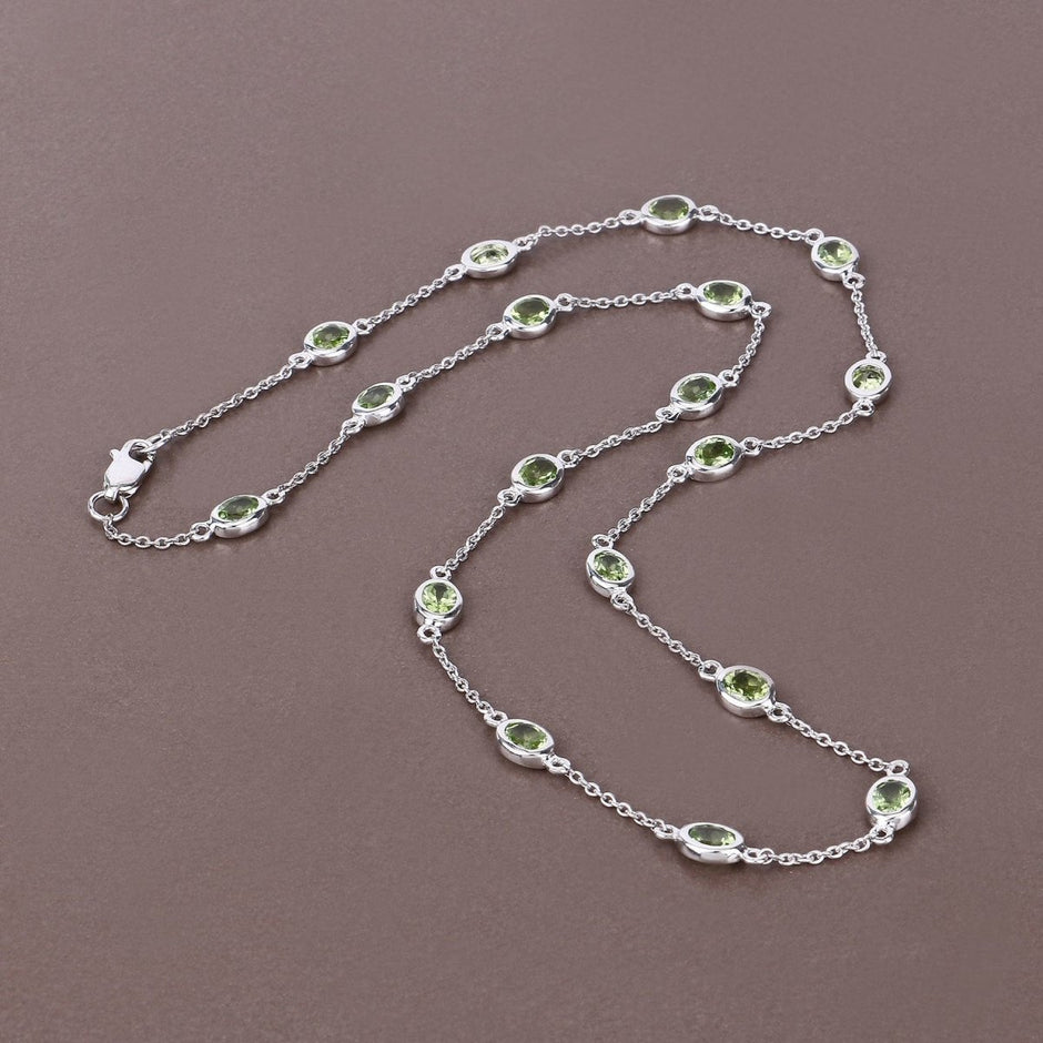 6.30 Carat Genuine Peridot .925 Sterling Silver Necklace - Necklaces - Custom Crafting Alliance, LLC