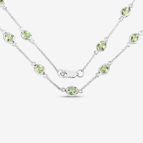 6.30 Carat Genuine Peridot .925 Sterling Silver Necklace - Necklaces - Custom Crafting Alliance, LLC
