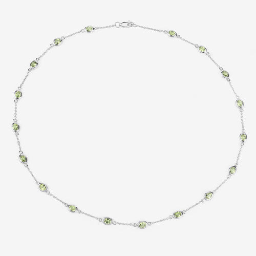 6.30 Carat Genuine Peridot .925 Sterling Silver Necklace - Necklaces - Custom Crafting Alliance, LLC