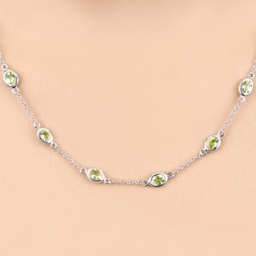 6.30 Carat Genuine Peridot .925 Sterling Silver Necklace - Necklaces - Custom Crafting Alliance, LLC