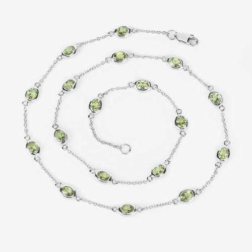 6.30 Carat Genuine Peridot .925 Sterling Silver Necklace - Necklaces - Custom Crafting Alliance, LLC