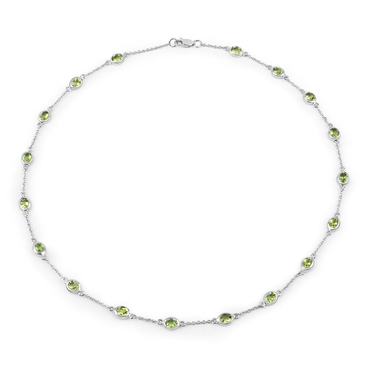 6.30 Carat Genuine Peridot .925 Sterling Silver Necklace - Necklaces - Custom Crafting Alliance, LLC
