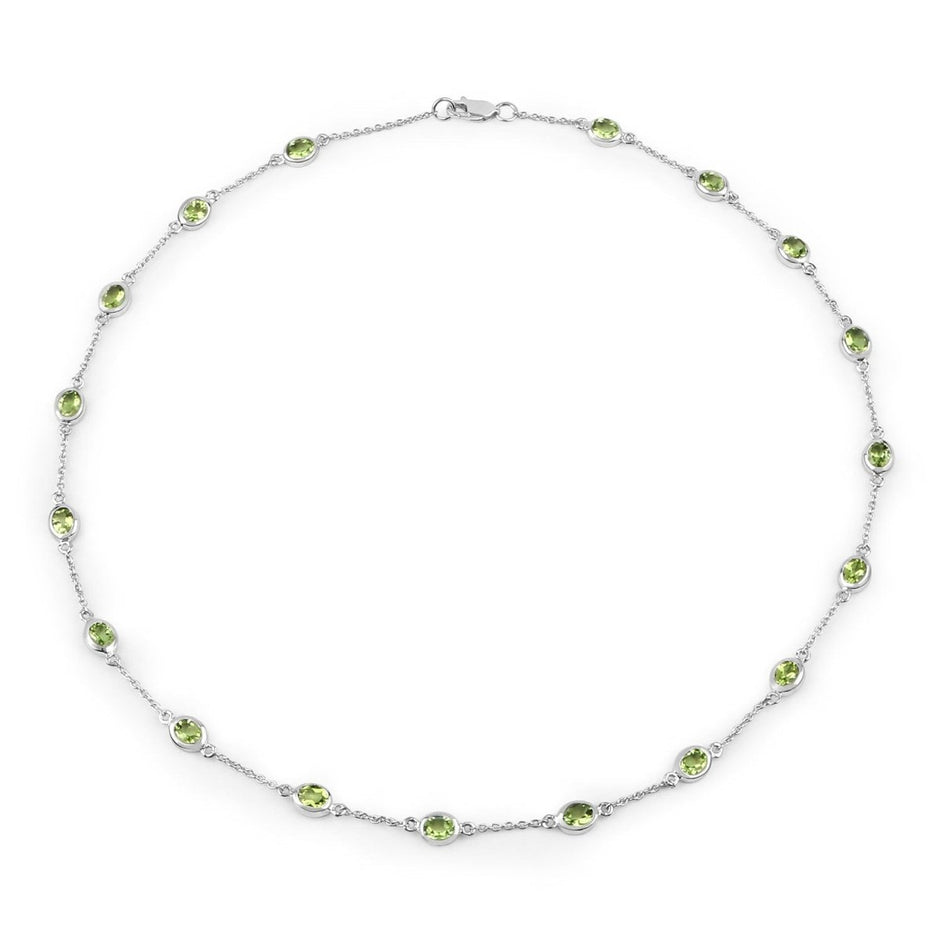6.30 Carat Genuine Peridot .925 Sterling Silver Necklace - Necklaces - Custom Crafting Alliance, LLC