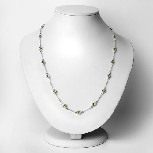 6.30 Carat Genuine Peridot .925 Sterling Silver Necklace - Necklaces - Custom Crafting Alliance, LLC