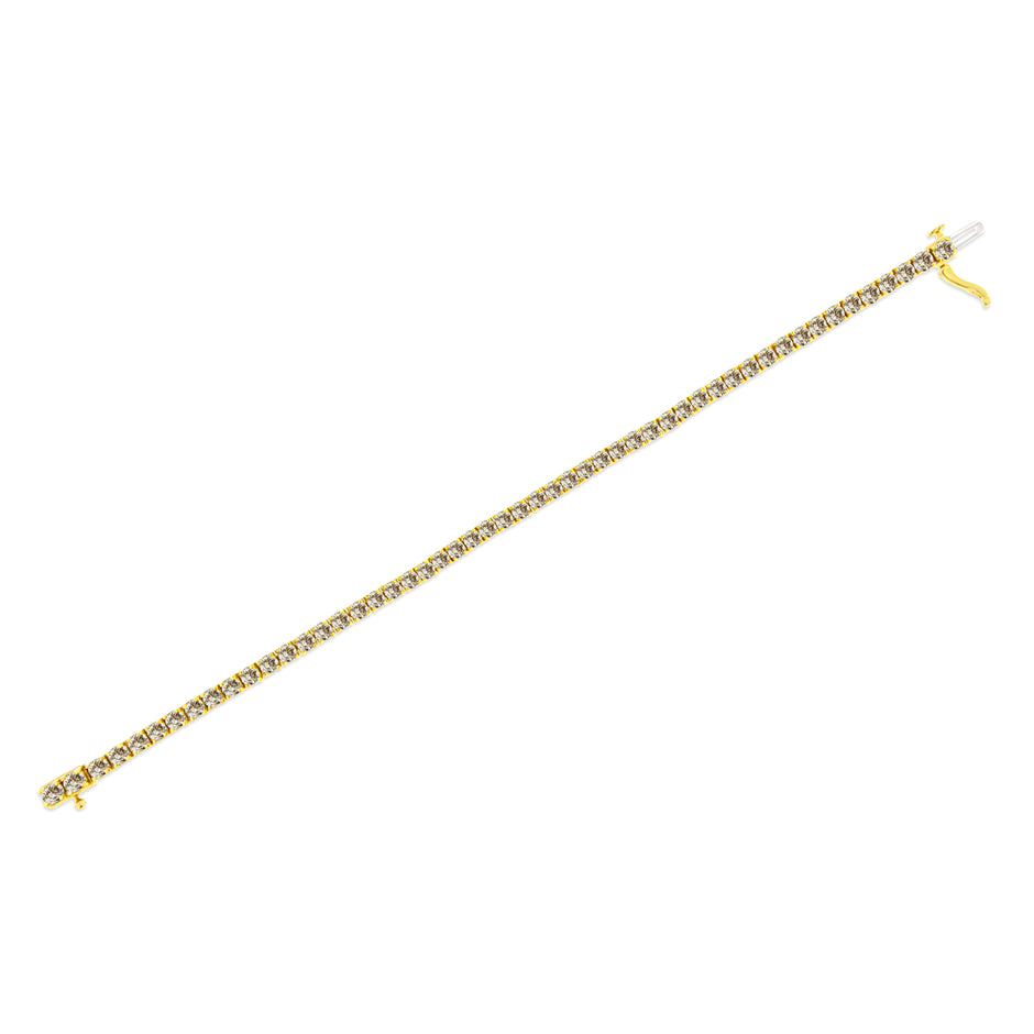 14K Yellow Gold Plated .925 Sterling Silver 8.0 Cttw Diamond Classic Link Tennis Bracelet (K-L Color, I2-I3 Clarity) - 7-1/4