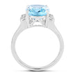 4.28 Carat Genuine Blue Topaz and White Topaz .925 Sterling Silver Ring