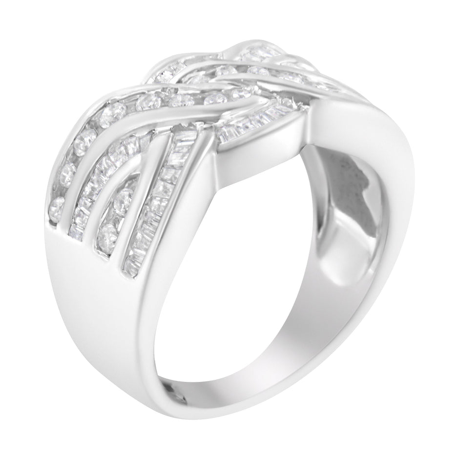 10K White Gold Diamond Bypass Ring (1 Cttw, H-I Color, I1-I2 Clarity) - Size 6-3/4