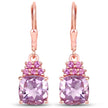 4.90 Carat Genuine Pink Amethyst and Rhodolite .925 Sterling Silver Earrings