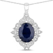 6.44 Carat Genuine Blue Sapphire and White Diamond 14K White Gold Pendant - Pendants - Custom Crafting Alliance, LLC