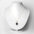 6.44 Carat Genuine Blue Sapphire and White Diamond 14K Yellow Gold Pendant - Pendants - Custom Crafting Alliance, LLC