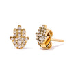 10K Yellow Gold Diamond Accented Hamsa Stud Earrings (H-I Color, I1-I2 Clarity)