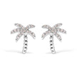 10K White Gold 1/10 Cttw Diamond  Encrusted Palm Tree Stud Earrings (H-I Color, I1-I2 Clarity)