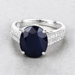 6.49 Carat Genuine Blue Sapphire and White Diamond 14K White Gold Ring - Rings - Custom Crafting Alliance, LLC