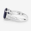 6.49 Carat Genuine Blue Sapphire and White Diamond 14K White Gold Ring - Rings - Custom Crafting Alliance, LLC