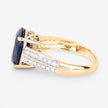 6.49 Carat Genuine Blue Sapphire and White Diamond 14K Yellow Gold Ring - Rings - Custom Crafting Alliance, LLC
