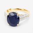 6.49 Carat Genuine Blue Sapphire and White Diamond 14K Yellow Gold Ring - Rings - Custom Crafting Alliance, LLC