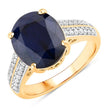 6.49 Carat Genuine Blue Sapphire and White Diamond 14K Yellow Gold Ring - Rings - Custom Crafting Alliance, LLC