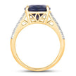 6.49 Carat Genuine Blue Sapphire and White Diamond 14K Yellow Gold Ring - Rings - Custom Crafting Alliance, LLC