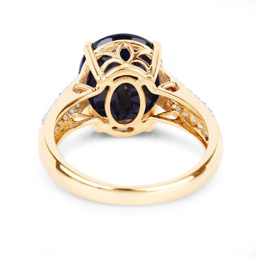 6.49 Carat Genuine Blue Sapphire and White Diamond 14K Yellow Gold Ring - Rings - Custom Crafting Alliance, LLC