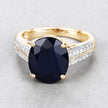 6.49 Carat Genuine Blue Sapphire and White Diamond 14K Yellow Gold Ring - Rings - Custom Crafting Alliance, LLC