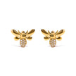 10K Yellow Gold Diamond Accented Bumble Bee Stud Earring (H-I Color, I1-I2 Clarity)