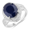 6.52 Carat Genuine Blue Sapphire and White Diamond 14K White Gold Ring - Rings - Custom Crafting Alliance, LLC