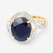 6.52 Carat Genuine Blue Sapphire and White Diamond 14K Yellow Gold Ring - Rings - Custom Crafting Alliance, LLC
