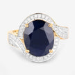 6.52 Carat Genuine Blue Sapphire and White Diamond 14K Yellow Gold Ring - Rings - Custom Crafting Alliance, LLC