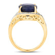 6.52 Carat Genuine Blue Sapphire and White Diamond 14K Yellow Gold Ring - Rings - Custom Crafting Alliance, LLC
