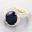 6.52 Carat Genuine Blue Sapphire and White Diamond 14K Yellow Gold Ring - Rings - Custom Crafting Alliance, LLC