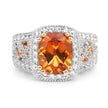 3.71 Carat Genuine Citrine and White Topaz .925 Sterling Silver Ring