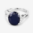 6.54 Carat Genuine Blue Sapphire and White Diamond 14K White Gold Ring - Rings - Custom Crafting Alliance, LLC