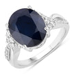 6.54 Carat Genuine Blue Sapphire and White Diamond 14K White Gold Ring - Rings - Custom Crafting Alliance, LLC