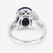 6.54 Carat Genuine Blue Sapphire and White Diamond 14K White Gold Ring - Rings - Custom Crafting Alliance, LLC
