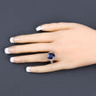 6.54 Carat Genuine Blue Sapphire and White Diamond 14K White Gold Ring - Rings - Custom Crafting Alliance, LLC