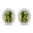 1.92 Carat Genuine Green Tourmaline and White Diamond 14K White Gold Earrings