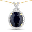 6.58 Carat Genuine Blue Sapphire and White Diamond 14K Yellow Gold Pendant - Pendants - Custom Crafting Alliance, LLC
