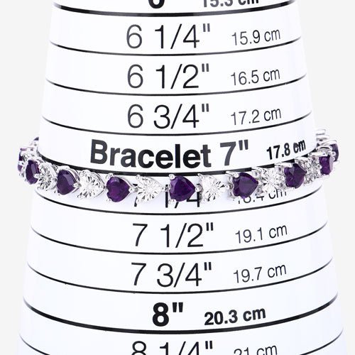 6.59 Carat Genuine Amethyst and White Diamond .925 Sterling Silver Bracelet - Bracelets - Custom Crafting Alliance, LLC
