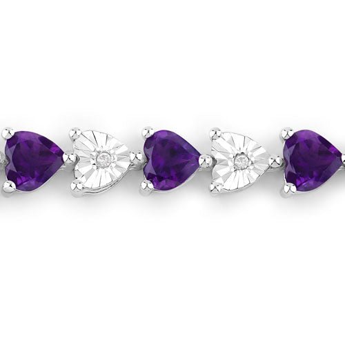 6.59 Carat Genuine Amethyst and White Diamond .925 Sterling Silver Bracelet - Bracelets - Custom Crafting Alliance, LLC