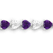 6.59 Carat Genuine Amethyst and White Diamond .925 Sterling Silver Bracelet - Bracelets - Custom Crafting Alliance, LLC
