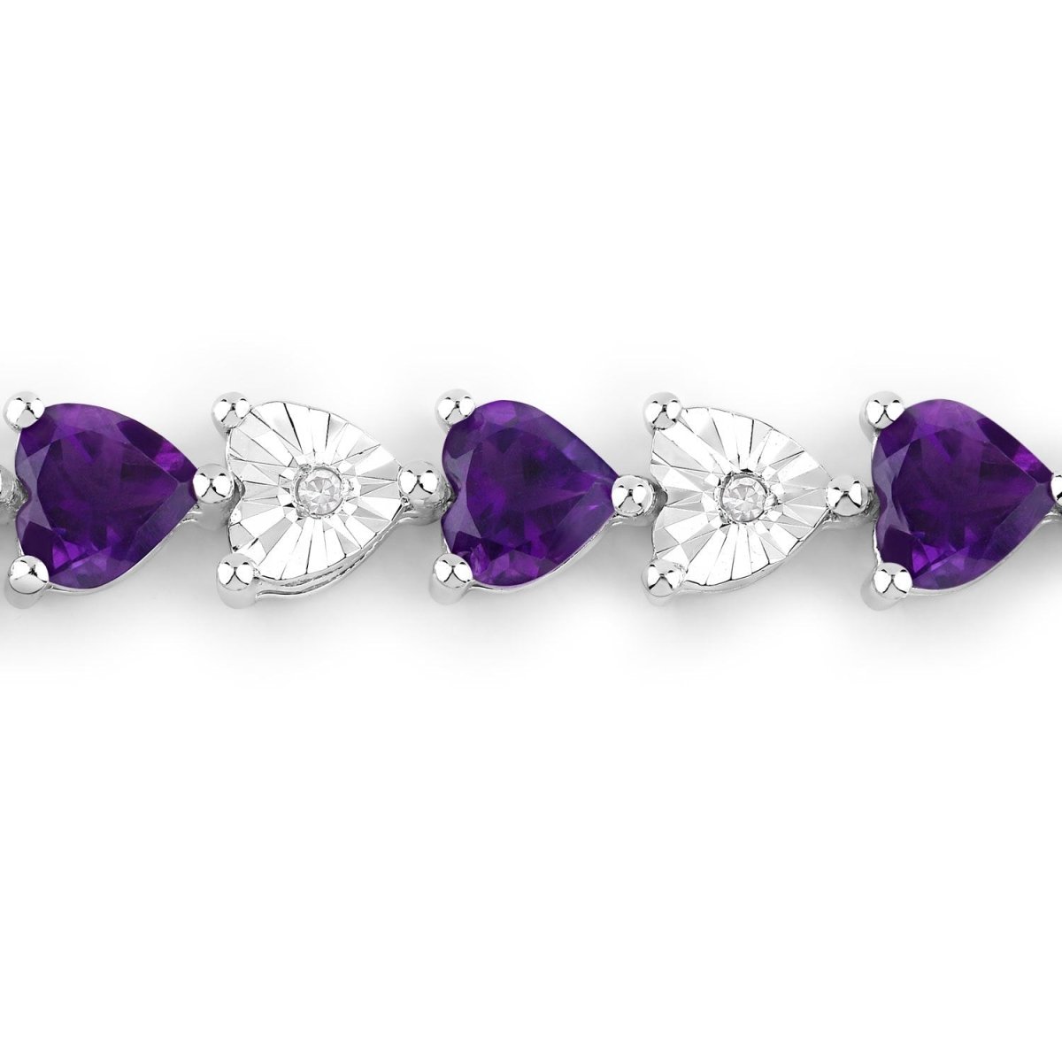 6.59 Carat Genuine Amethyst and White Diamond .925 Sterling Silver Bracelet - Bracelets - Custom Crafting Alliance, LLC