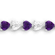 6.59 Carat Genuine Amethyst and White Diamond .925 Sterling Silver Bracelet - Bracelets - Custom Crafting Alliance, LLC