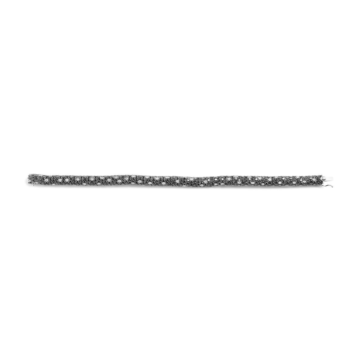 18K White Gold 20.0 Cttw Black and White Pave Set Diamond Eternity Snake Skin Style Tennis Bracelet (Black and G-H Color, SI1-SI2 Clarity) - Size 7