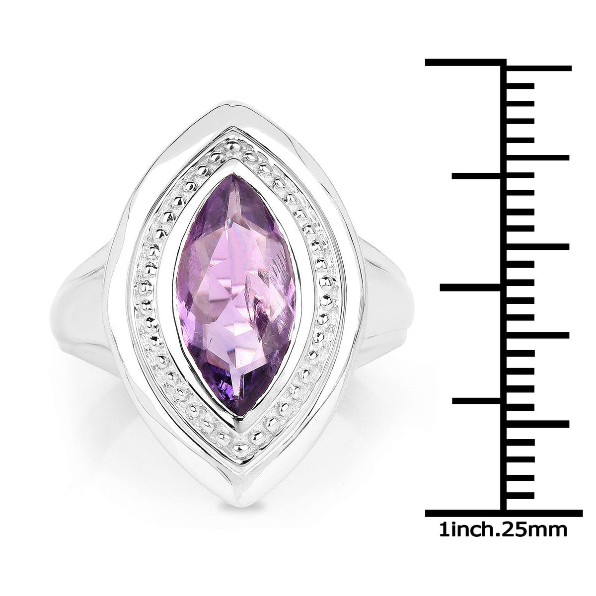 2.00 Carat Genuine Amethyst .925 Sterling Silver Ring