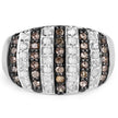 0.83 Carat Genuine Champagne Diamond and White Diamond .925 Sterling Silver Ring