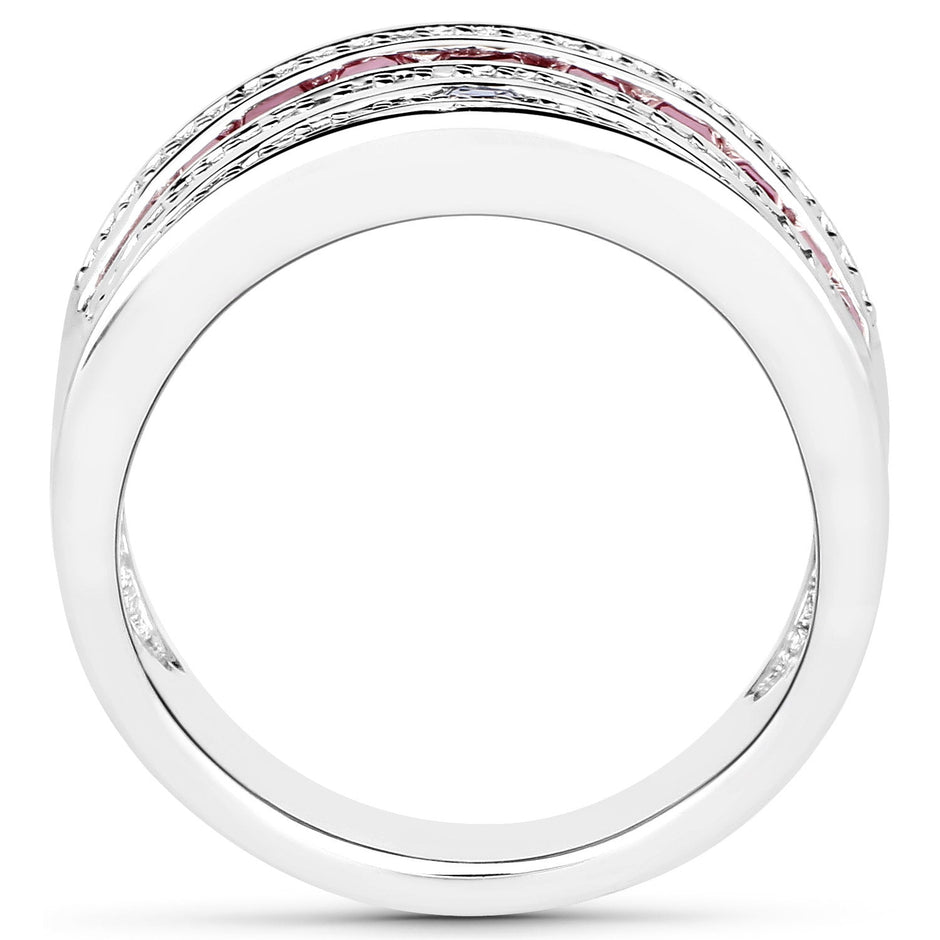 3.36 Carat Genuine Multi Stones .925 Sterling Silver Ring